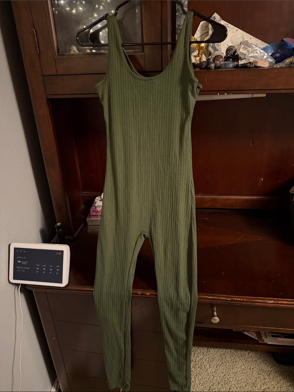 Olive Green Ribbed Kids One-Piece Tank Bodysuit